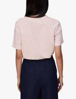 Whistles Emily Ultimate Crewneck Cotton-jersey T Shirt -Reis Clothing Shop R03933342 PALEPINK ALT03