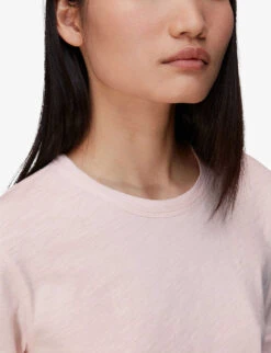 Whistles Emily Ultimate Crewneck Cotton-jersey T Shirt -Reis Clothing Shop R03933342 PALEPINK ALT04