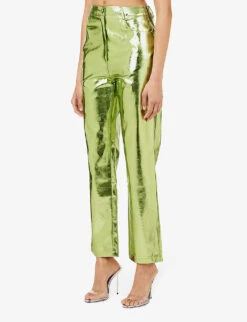Lupe Straight-leg High-rise Faux-leather Trousers 7 Lupe Straight-leg High-rise Faux-leather Trousers -Reis Clothing Shop R03934384 MINTGREEN ALT02