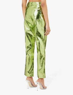 Lupe Straight-leg High-rise Faux-leather Trousers 8 Lupe Straight-leg High-rise Faux-leather Trousers -Reis Clothing Shop R03934384 MINTGREEN ALT03