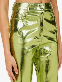 Lupe Straight-leg High-rise Faux-leather Trousers 9 Lupe Straight-leg High-rise Faux-leather Trousers -Reis Clothing Shop R03934384 MINTGREEN ALT04