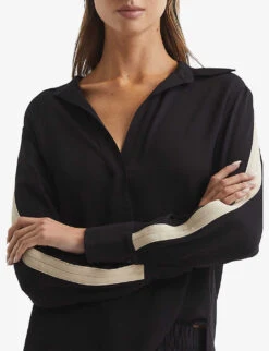 Reiss Millie Side-stripe Woven Shirt 9 Reiss Millie Side-stripe Woven Shirt -Reis Clothing Shop R03942146 BLACK ALT04