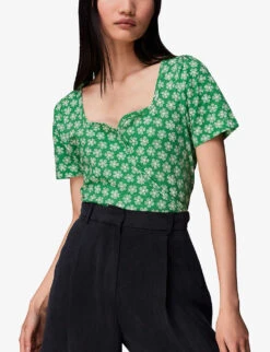 Whistles Daisy Check Floral-print Cotton T-shirt -Reis Clothing Shop R03957364 MULTICOLOURED ALT02