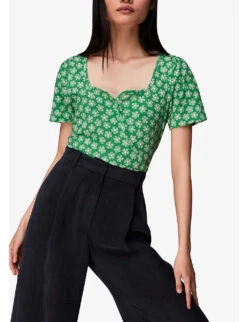 Whistles Daisy Check Floral-print Cotton T-shirt -Reis Clothing Shop R03957364 MULTICOLOURED ALT04