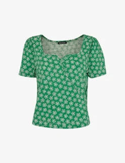 Whistles Daisy Check Floral-print Cotton T-shirt