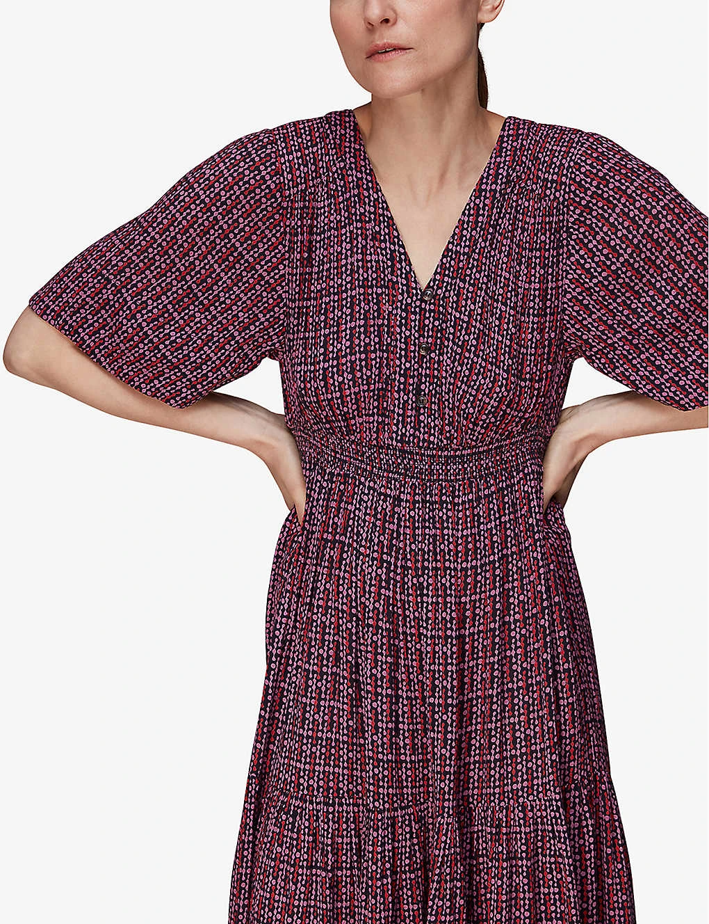 Whistles Bella Twist Polka Dot-print Woven Midi Dress 3 Whistles Bella Twist Polka Dot-print Woven Midi Dress - Image 3