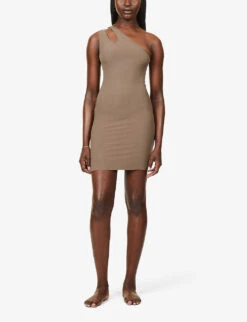 Soft Lounge One-shoulder Stretch-jersey Mini Dress -Reis Clothing Shop R03958691 OXIDE ALT02