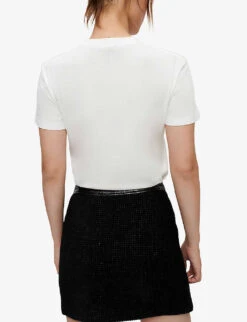 Maje Rocky Embellished Cotton T-shirt -Reis Clothing Shop R03958793 BLANC ALT03