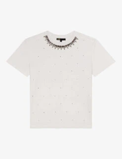 Maje Rocky Embellished Cotton T-shirt