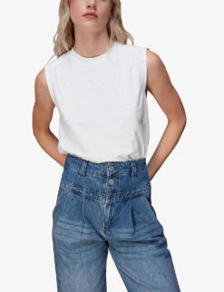 Whistles Sleeveless Relaxed-fit Cotton-jersey Top -Reis Clothing Shop R03960615 WHITE ALT02