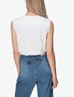 Whistles Sleeveless Relaxed-fit Cotton-jersey Top -Reis Clothing Shop R03960615 WHITE ALT03