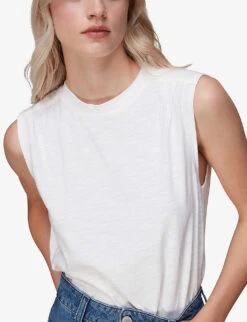 Whistles Sleeveless Relaxed-fit Cotton-jersey Top -Reis Clothing Shop R03960615 WHITE ALT04