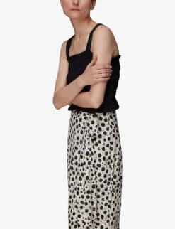 Whistles Dalmation-print Pleated Woven Midi Skirt -Reis Clothing Shop R03972866 BLACK ALT02