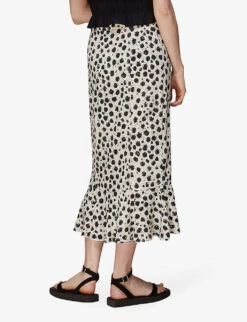 Whistles Dalmation-print Pleated Woven Midi Skirt -Reis Clothing Shop R03972866 BLACK ALT03