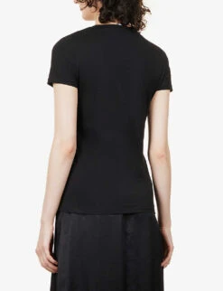 THEORY Slim-fit Keyhole Cotton T-shirt -Reis Clothing Shop R03973328 BLACK ALT03