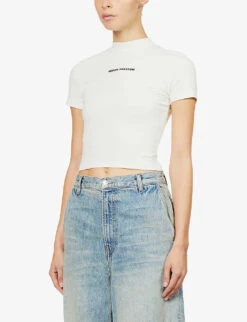 Baby Slim-fit Round-neck Cropped T-shirt -Reis Clothing Shop R03974115 WHITEBLACK ALT02