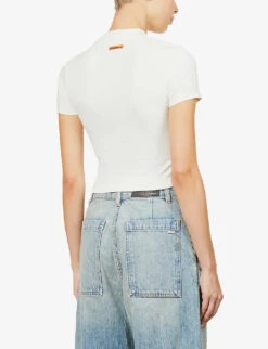 Baby Slim-fit Round-neck Cropped T-shirt -Reis Clothing Shop R03974115 WHITEBLACK ALT03