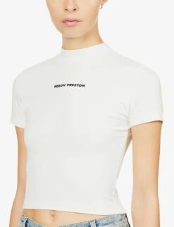 Baby Slim-fit Round-neck Cropped T-shirt -Reis Clothing Shop R03974115 WHITEBLACK ALT04