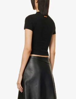 Logo-print Slim-fit Stretch-cotton T-shirt -Reis Clothing Shop R03974116 BLACKWHITE ALT03