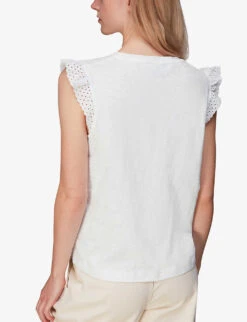 Whistles Broderie Frill-sleeve Cotton Top -Reis Clothing Shop R03975836 WHITE ALT03