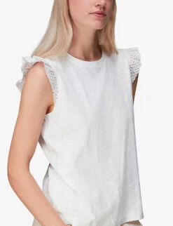 Whistles Broderie Frill-sleeve Cotton Top -Reis Clothing Shop R03975836 WHITE ALT04