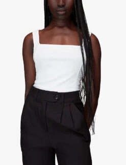 Whistles Square-neck Ribbed Cotton Vest Top -Reis Clothing Shop R03978369 WHITE ALT02