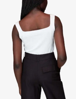 Whistles Square-neck Ribbed Cotton Vest Top -Reis Clothing Shop R03978369 WHITE ALT03