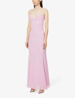Loren Sweetheart-neck Mesh Maxi Dress -Reis Clothing Shop R03980387 PINK ALT02