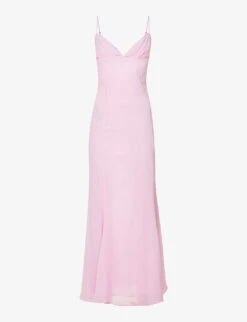 Loren Sweetheart-neck Mesh Maxi Dress