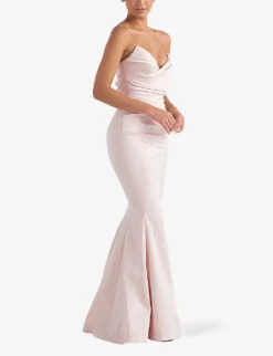 Fleur Sweetheart-neckline Fishtail-hem Woven Maxi Dress -Reis Clothing Shop R03982036 BLUSH ALT02