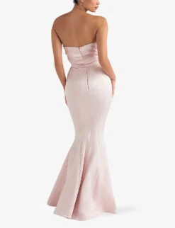 Fleur Sweetheart-neckline Fishtail-hem Woven Maxi Dress -Reis Clothing Shop R03982036 BLUSH ALT03