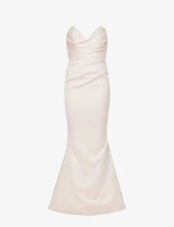 Fleur Sweetheart-neckline Fishtail-hem Woven Maxi Dress