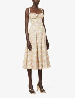 Carmen Sleeveless Cotton-blend Midi Dress -Reis Clothing Shop R03983265 PEONYPRINT ALT02