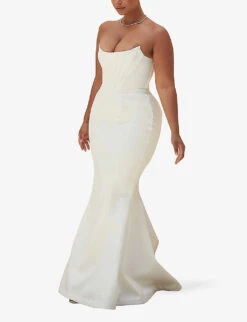 Ines Flared Satin Wedding Dress -Reis Clothing Shop R03983460 IVORY ALT02