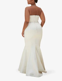 Ines Flared Satin Wedding Dress -Reis Clothing Shop R03983460 IVORY ALT03