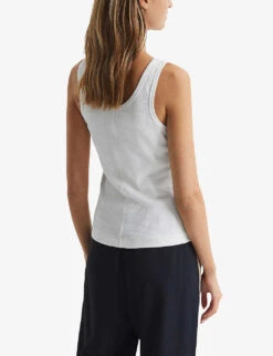 Reiss Violet Scoop-neck Ribbed Stretch-cotton Vest -Reis Clothing Shop R03988066 WHITE ALT03