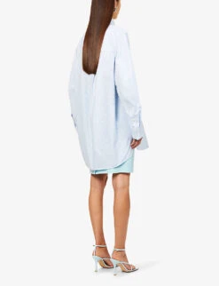 Bottega Veneta Long-sleeved Relaxed-fit Cotton Shirt -Reis Clothing Shop R03990545 PALEBLUEWHITE ALT03