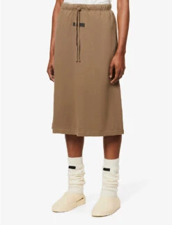 ESSENTIALS Logo-patch Cotton-jersey Skirt -Reis Clothing Shop R03991658 WOOD ALT02