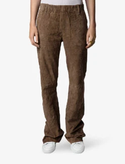 Zadig & Voltaire Parfait Straight-leg Mid-rise Suede Trousers -Reis Clothing Shop R03992770 BRONZE ALT02