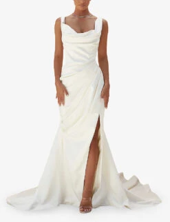 Delphine Sleeveless Satin Maxi Dress -Reis Clothing Shop R03998257 IVORY ALT02