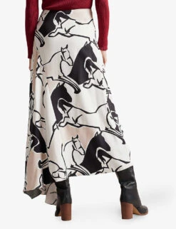 Ted Baker Selenia Horse-print Asymmetric Bias-cut Woven Midi Skirt 7 Ted Baker Selenia Horse-print Asymmetric Bias-cut Woven Midi Skirt -Reis Clothing Shop R03999032 WHITE ALT03