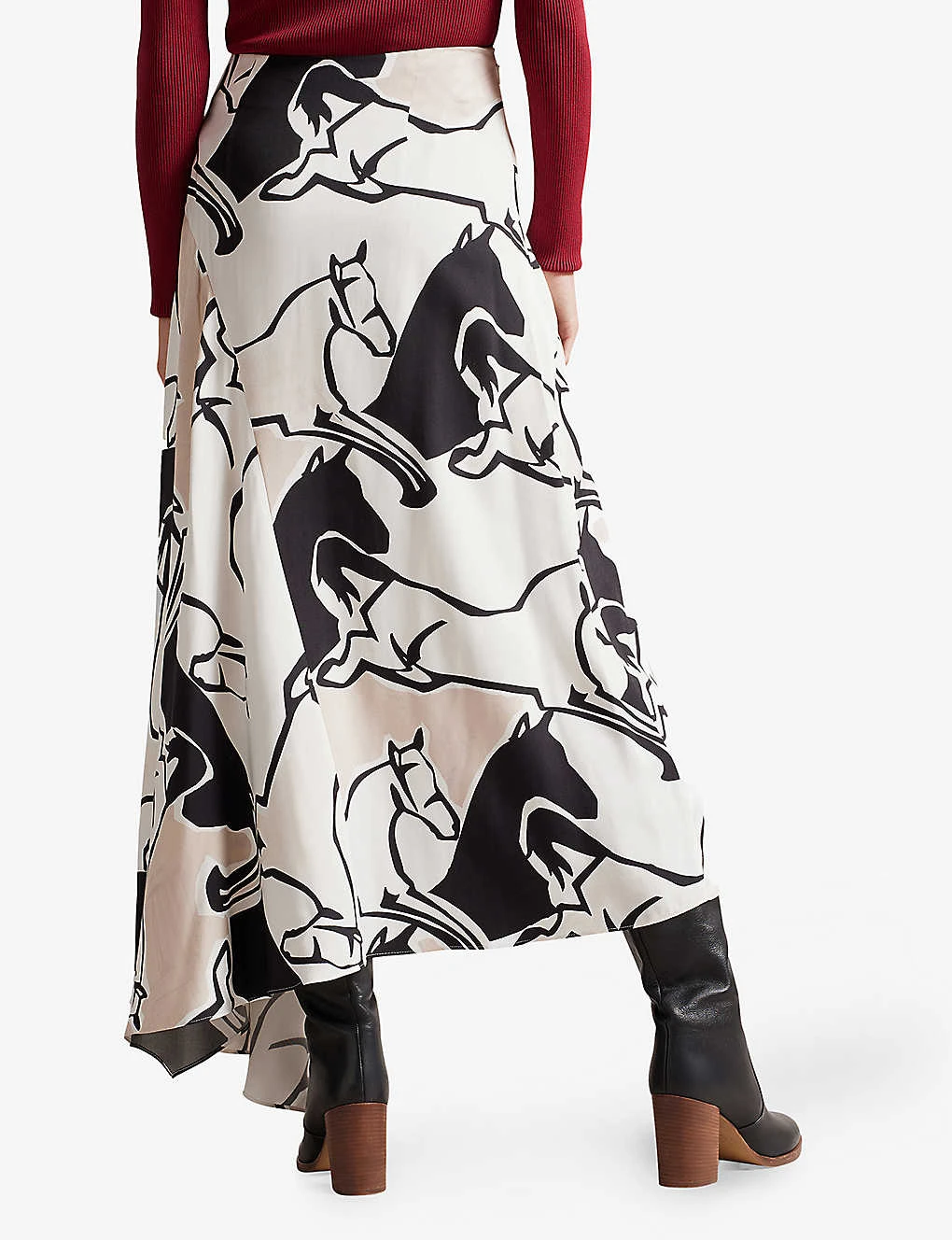 Ted Baker Selenia Horse-print Asymmetric Bias-cut Woven Midi Skirt 4 Ted Baker Selenia Horse-print Asymmetric Bias-cut Woven Midi Skirt - Image 4