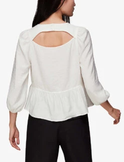 Whistles Cut-out Peplum-hem Crepe Top 8 Whistles Cut-out Peplum-hem Crepe Top -Reis Clothing Shop R04002885 CREAM ALT03