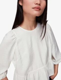 Whistles Cut-out Peplum-hem Crepe Top 9 Whistles Cut-out Peplum-hem Crepe Top -Reis Clothing Shop R04002885 CREAM ALT04