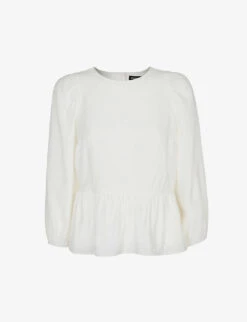 Whistles Cut-out Peplum-hem Crepe Top