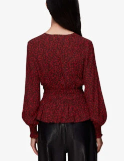 Whistles Pansy Dot Floral-print Woven Peplum Top -Reis Clothing Shop R04003240 MULTICOLOURED ALT03