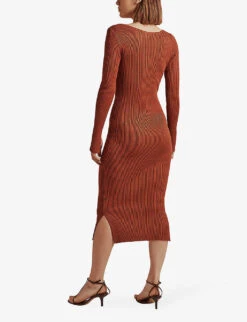 By Malina Tulip Ribbed Knitted Midi Dress -Reis Clothing Shop R04005513 MOCHA ALT02