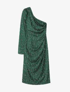 By Malina Anne Leopard-print Satin Midi Dress