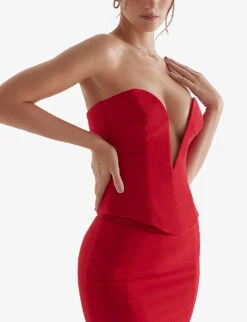 Lydia Fitted Cotton-twill Top -Reis Clothing Shop R04011197 REDROSE ALT04