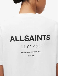 AllSaints Bryn Logo-print Oversized Cotton-jersey T-shirt -Reis Clothing Shop R04057447 WHITE ALT04